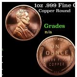 1oz .999 Fine Copper Bullion Round - Lincoln Penny