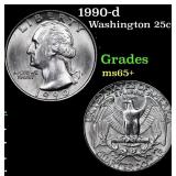 1990-d Washington Quarter 25c Grades GEM+ Unc
