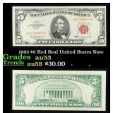 1963 $5 Red Seal United States Note Grades Select