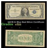 1957B $1 Blue Seal Silver Certificate Grades vf+