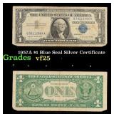 1957A $1 Blue Seal Silver Certificate Grades vf+