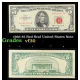 1963 $5 Red Seal United States Note Grades vf++