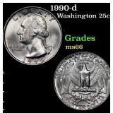 1990-d Washington Quarter 25c Grades GEM+ Unc