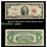 1963 $2 Red Seal United States Note Grades xf+