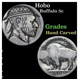 Hobo Buffalo Nickel 5c Grades Hand Carved