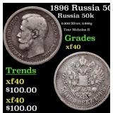 1896 Russia 50 Kopeks Silver Y# 58.2 Grades xf
