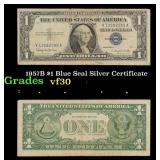 1957B $1 Blue Seal Silver Certificate Grades vf++