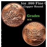 1oz .999 Fine Copper Bullion Round - Kraken Style