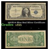 1957B $1 Blue Seal Silver Certificate Grades vf+