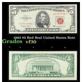 1963 $5 Red Seal United States Note Grades vf++