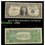 1957 $1 Blue Seal Silver Certificate Grades vf++