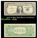 1957 $1 Blue Seal Silver Certificate Grades vf++