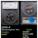 1989-d Washington Quarter 25c ms67 SEGS
