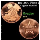 1oz .999 Fine Copper Bullion Round - Medic Martine