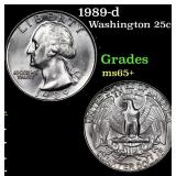 1989-d Washington Quarter 25c Grades GEM+ Unc