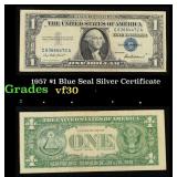 1957 $1 Blue Seal Silver Certificate Grades vf++