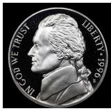 1996-s Proof Jefferson Nickel 5c Grades GEM++ Proo