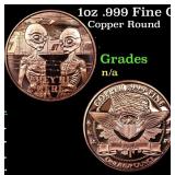 1oz .999 Fine Copper Bullion Round - Alien Style G