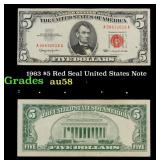 1963 $5 Red Seal United States Note Grades Choice