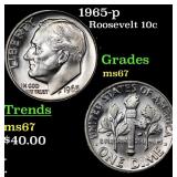1965-p Roosevelt Dime 10c Grades GEM++ Unc