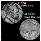 Hobo Buffalo Nickel 5c Grades Hand Carved
