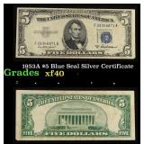 1953A $5 Blue Seal Silver Certificate Grades xf