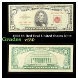 1963 $5 Red Seal United States Note Grades vf++