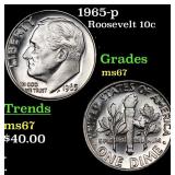 1965-p Roosevelt Dime 10c Grades GEM++ Unc