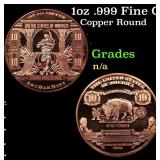 1oz .999 Fine Copper Bullion Round - $10 Bank Note