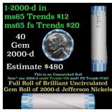 BU Shotgun Jefferson 5c roll, 2000-d 40 pcs Bank $