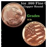 1oz .999 Fine Copper Bullion Round - Bald Eagle St