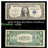 1935C $1 Blue Seal Silver Certificate Grades vf++