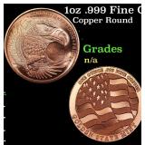 1oz .999 Fine Copper Bullion Round - Bald Eagle St