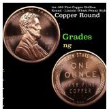 1oz .999 Fine Copper Bullion Round - Lincoln Wheat