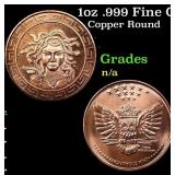 1oz .999 Fine Copper Bullion Round - Medusa Style