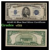 1934D $5 Blue Seal Silver Certificate Grades vf++