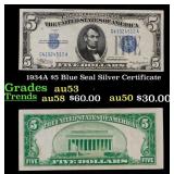 1934A $5 Blue Seal Silver Certificate Grades Selec