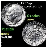1965-p Roosevelt Dime 10c Grades GEM++ Unc
