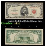 1963 $5 Red Seal United States Note Grades vf++