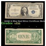 1935G No Motto $1 Blue Seal Silver Certificate Gra