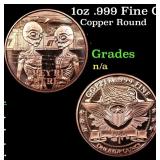 1oz .999 Fine Copper Bullion Round - Alien Style G