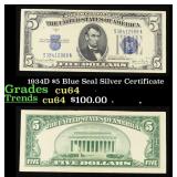 1934D $5 Blue Seal Silver Certificate Grades Choic