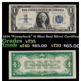 1934 $1 Blue Seal Silver Certificate Grades vf++