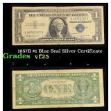 1957B $1 Blue Seal Silver Certificate Grades vf+