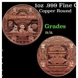 1oz .999 Fine Copper Bullion Round - Silver Certif