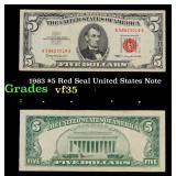1963 $5 Red Seal United States Note Grades vf++
