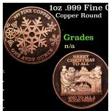 1oz .999 Fine Copper Bullion Round - Merry Christm