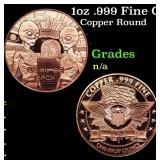 1oz .999 Fine Copper Bullion Round - We