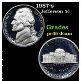 1987-s Proof Jefferson Nickel 5c Grades GEM++ Proo