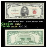 1963 $5 Red Seal United States Note Grades Select